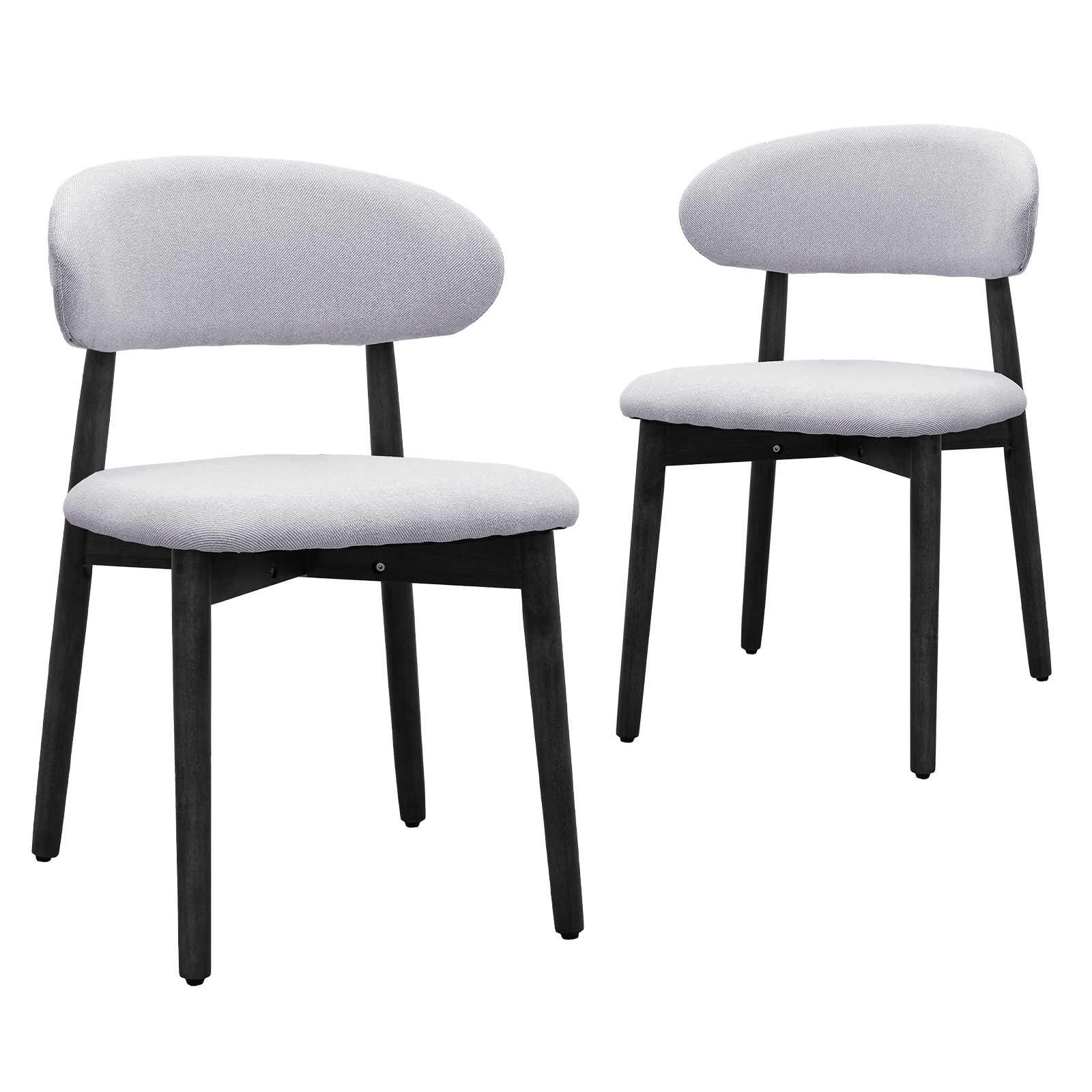 Washed Blue Cotton-Linen Fabric Upholstered Dining Chair With Black Solid Wood Legs, Armless Chair Set Of 2 For Kitchen, Restaurant, Living, Meeting Room_maomaolike.com